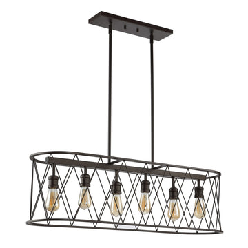 Marion 37.75" Adjustable Iron Farmhouse Rustic LED Dimmable Pendant - JONATHAN Y